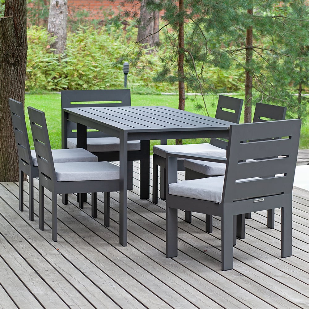 Изображение товара Набор садовый обеденный GreenWeen KORFU серый 7 предметов для дачи сада