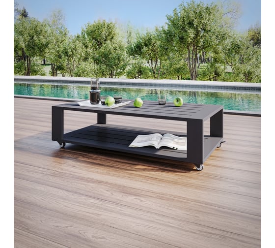 Изображение товара Стол уличный журнальный GreenWeen KORFU, каркас алюминий цвет LAVA, 1200x650x320, GW-AL-KORFU-TB1200-LAVA