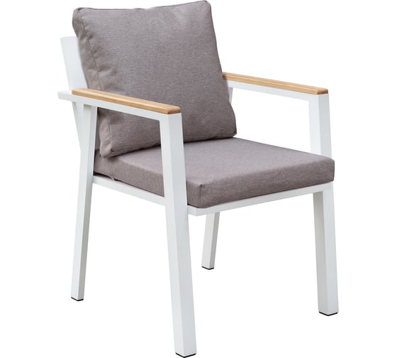 Изображение товара Уличный стул GreenWeen SANTORINI c подушками, каркас алюминий цвет белый, подушки рогожка цвет BAHAMA ASH, 750x540x650, GW-AL-SANT-STUL-W-ASH