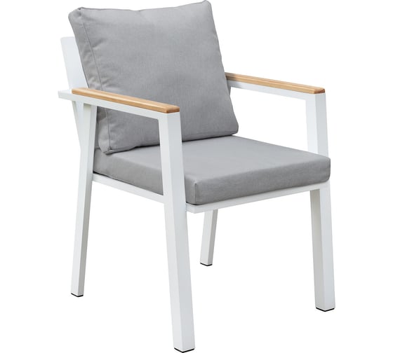 Изображение товара Уличный стул GreenWeen SANTORINI c подушками, каркас алюминий цвет белый, подушки рогожка цвет BAHAMA LINEN, 750x540x650, GW-AL-SANT-STUL-W-LIN