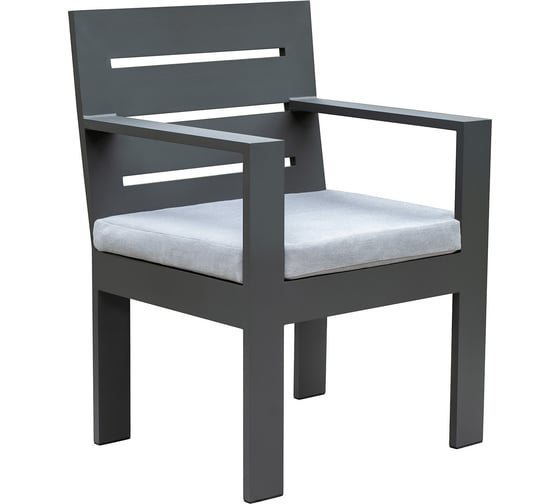 Изображение товара Стул уличный с подлокотниками GreenWeen KORFU, каркас алюминий цвет LAVA, подушка рогожка BAHAMA LINEN, 620x570x880, GW-AL-KORFU-STULPODL-LAVA