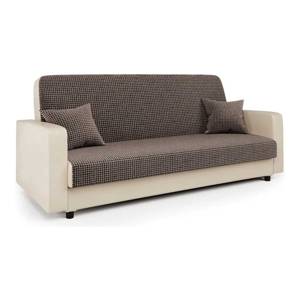 Изображение товара Диван-книжка Шарм Мелодия 120 Корфу коричневый и экокожа беж современный стиль