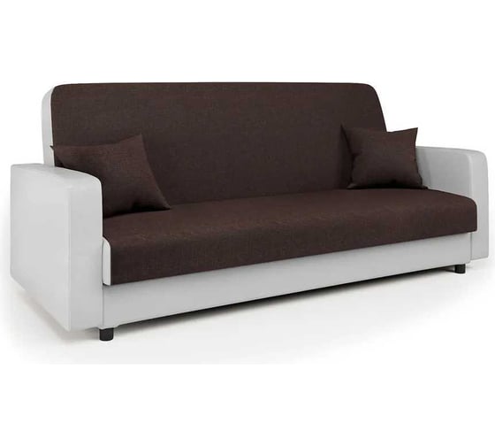 Изображение товара Диван-книжка Шарм Мелодия 140 рогожка шоколад и белая экокожа 33070605