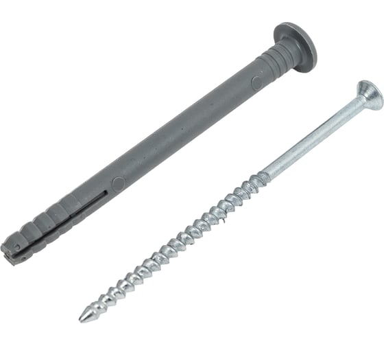 Изображение товара Дюбель-гвоздь ЖЕСТЬ полипропилен, 6x80 мм, грибовидная манжета, 100 шт., контейнер 1150 мл УТ-00002243