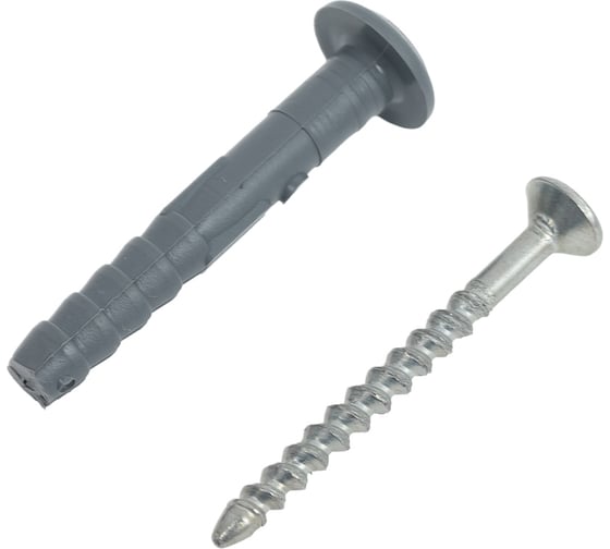 Изображение товара Дюбель-гвоздь ЖЕСТЬ полипропилен, 6x40 мм, грибовидная манжета, 60 шт., контейнер 500 мл УТ-00009526