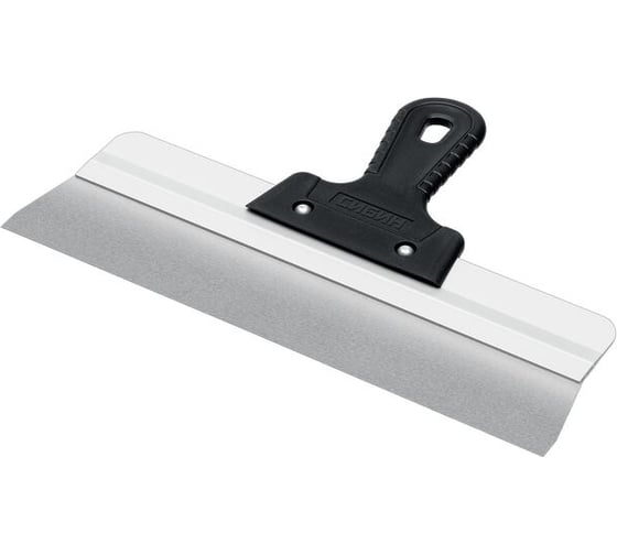 Изображение товара Усиленный фасадный нержавеющий шпатель СИБИН с алюминиевой направляющей 350 мм, 1к ручка 10083-35