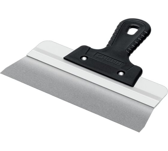 Изображение товара Усиленный фасадный нержавеющий шпатель СИБИН с алюминиевой направляющей 250 мм, 1к ручка 10083-25