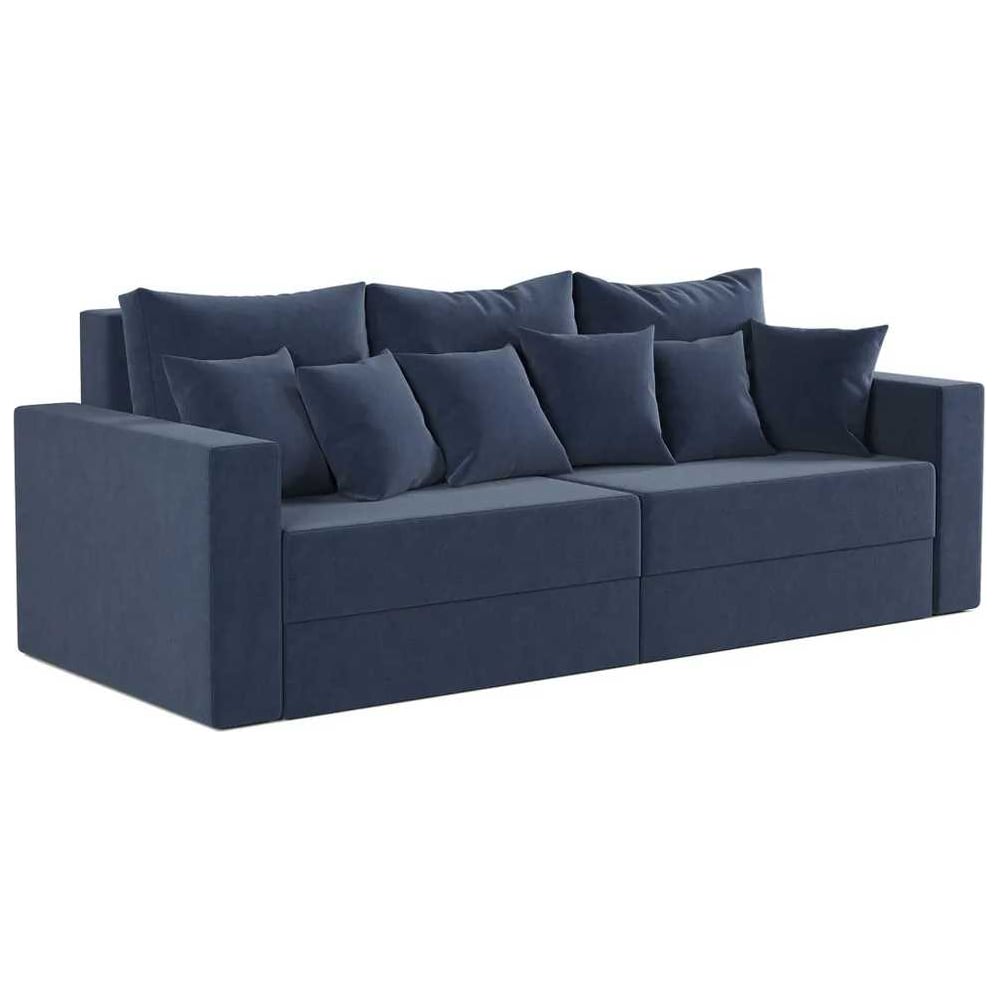 Изображение товара Диван прямой Шарм Мэдисон велюр с ящиком и раскладкой, синий