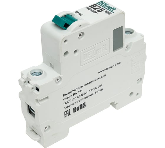 Изображение товара Автоматический выключатель Dekraft ВА101-1Р-025А-D 11104DEK