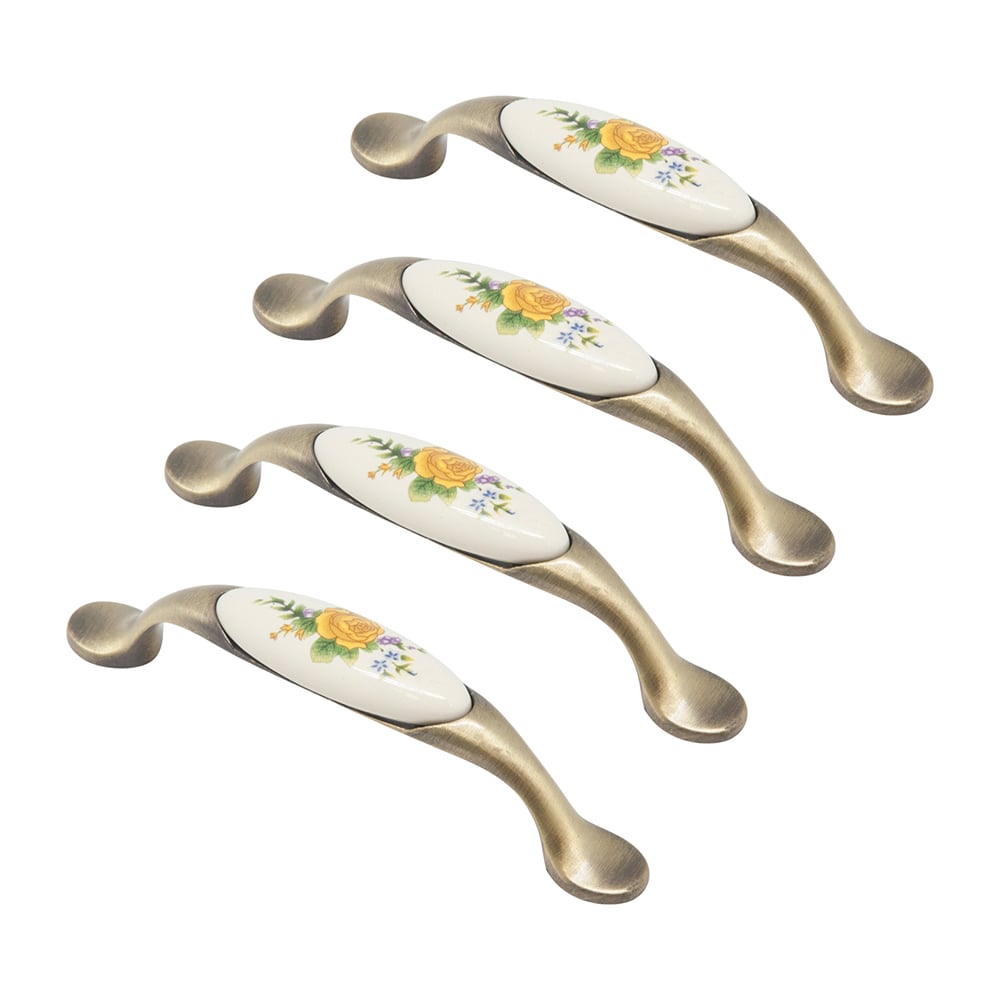 Изображение товара Комплект из 4 шт. Kerron ручка-скоба с фарфором, 96 мм, бронза, SF02-06-96 BA SET4(SF02-06-96 BA)