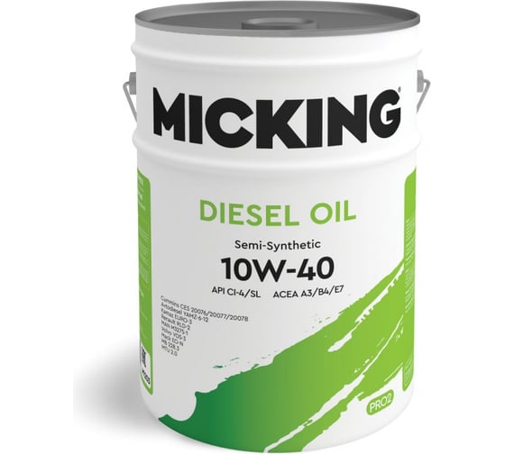 Изображение товара Моторное масло Micking Diesel Oil PRO2 10W-40 полусинтетическое API CI-4/SL для дизельных двигателей 20 л. М1203 M1203