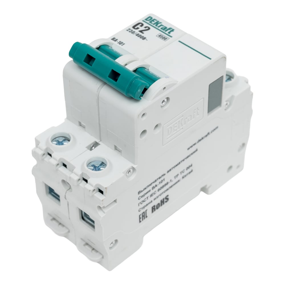 Изображение товара Автоматический выключатель Dekraft ВА101-2Р-002А-C 11062DEK для защиты электросетей