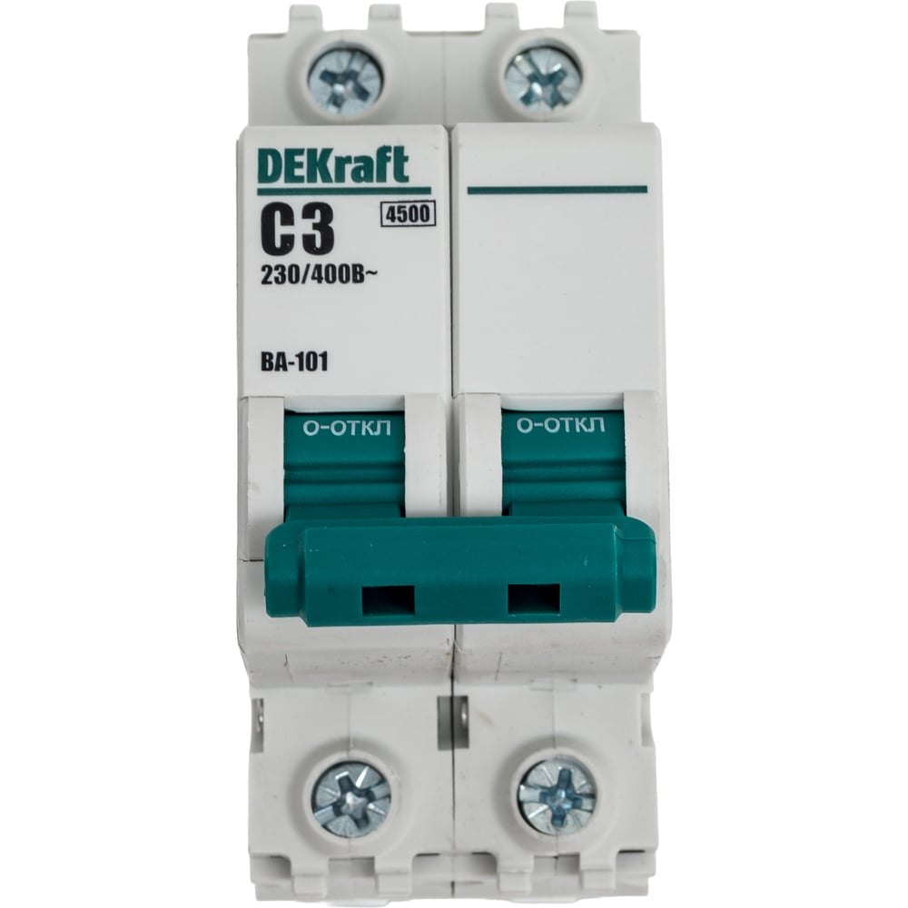 Изображение товара Автоматический выключатель Dekraft ВА101-2Р-003А-C 230/400 В 2 полюса IP20