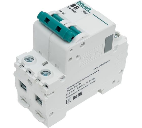Изображение товара Автоматический выключатель Dekraft ВА101-2Р-006А-B 11016DEK