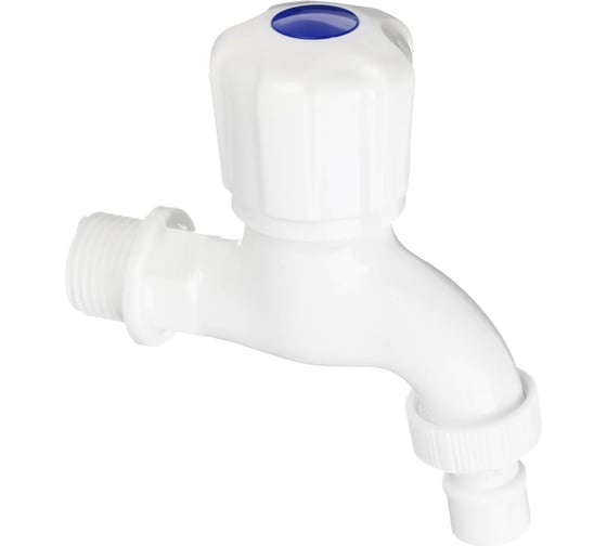Изображение товара Кран водоразборный СоюзКран 1/2" (15 мм), полипропилен, со штуцером, белый 554-139
