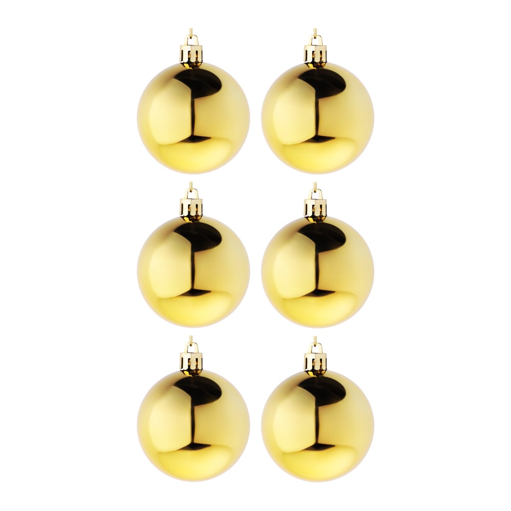 Изображение товара Набор золотых шаров Сноубум, 6 шт, 6 см, пластиковые