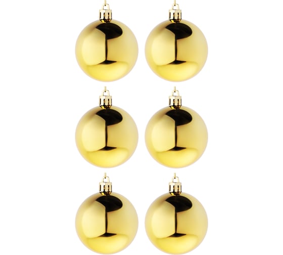 Изображение товара Набор шаров Сноубум 6шт 6см пластик, золото 372-537