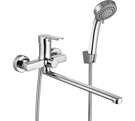 Изображение товара Смеситель для ванны RAIN Опал, прямой излив 35 см, душевой набор, картридж 35 мм, латунь, хром 561-330