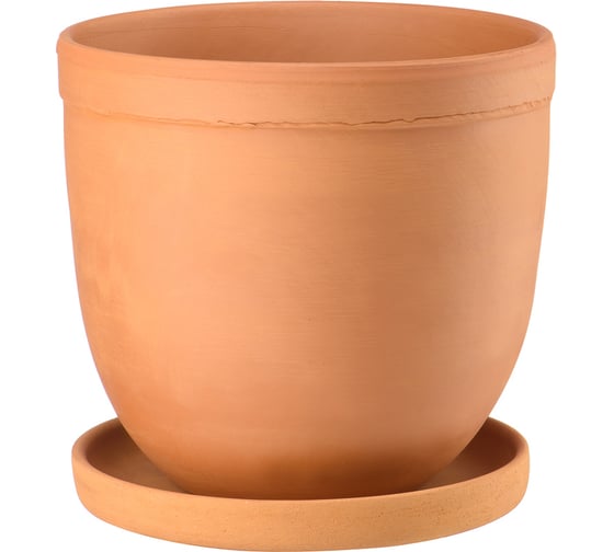 Изображение товара Керамический горшок Вещицы Терракот с подставкой, 1,5л, терракотовый GKL-66