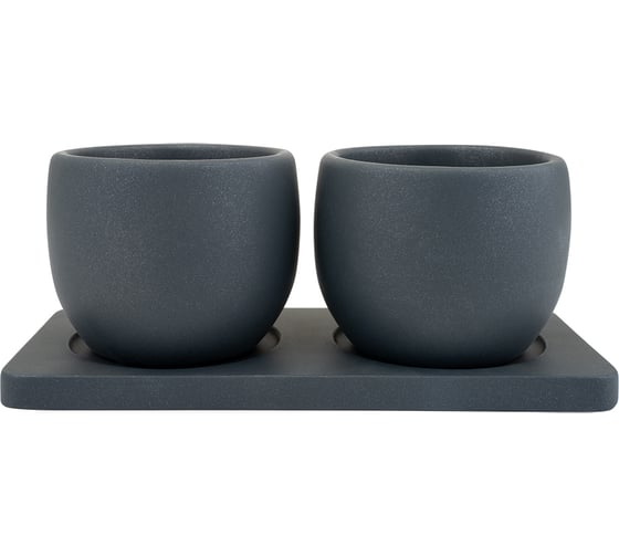 Изображение товара Набор горшков Вещицы Дуэт, 0,3л, антрацит Kras48