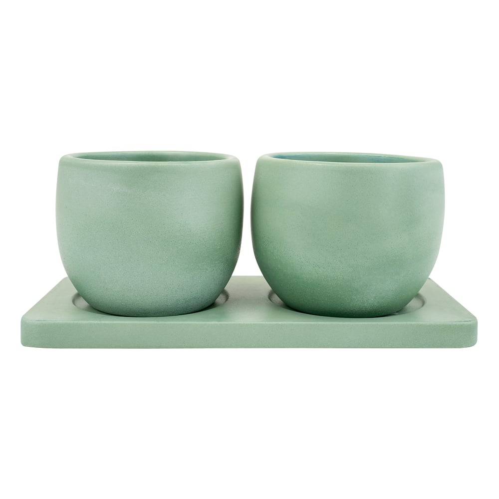 Изображение товара Набор горшков Вещицы Дуэт 0,3 л зеленый для растений цветов