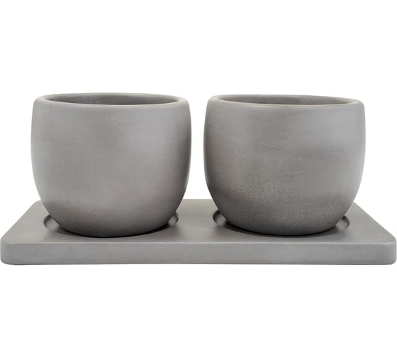 Изображение товара Набор горшков Вещицы Дуэт, 0,3л, серый Kras46