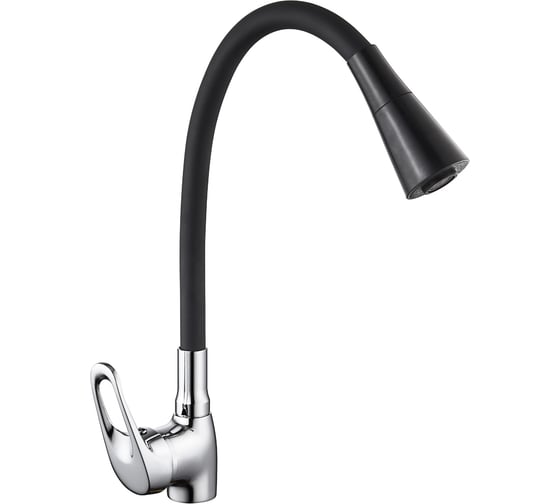 Изображение товара Смеситель для кухни RAIN Веста, гибкий излив, картридж 35 мм, латунь, черный/хром 561-007