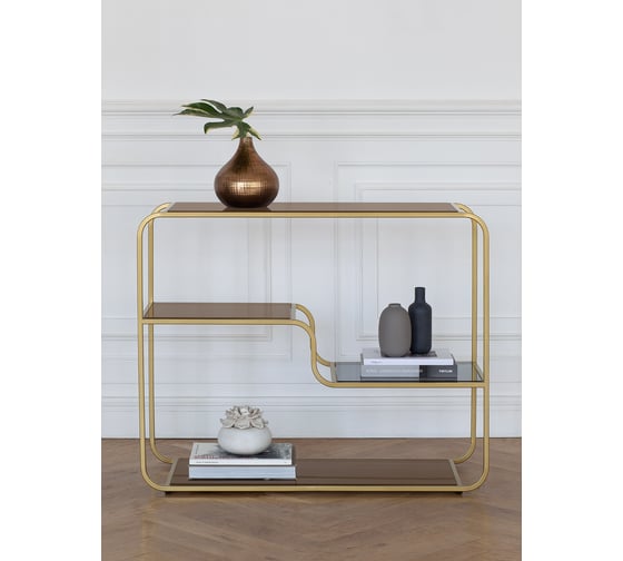 Изображение товара Консоль GreenWeen SIENA, золотой каркас, столешница бронзовое стекло, 1000x350x810 GW-SIENA-KONS-1000G-BRONZ