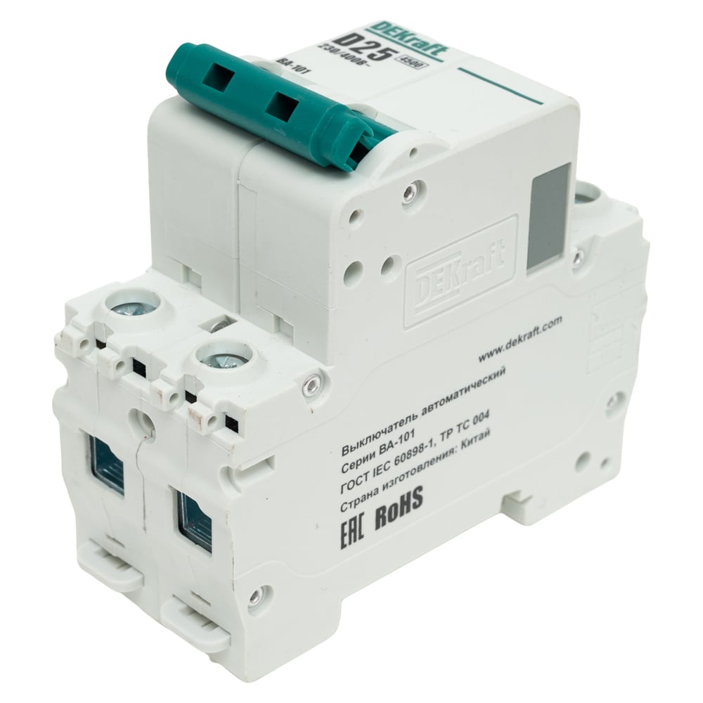Изображение товара Автоматический выключатель Dekraft ВА101-2Р-025А-D 11116DEK для защиты электросетей
