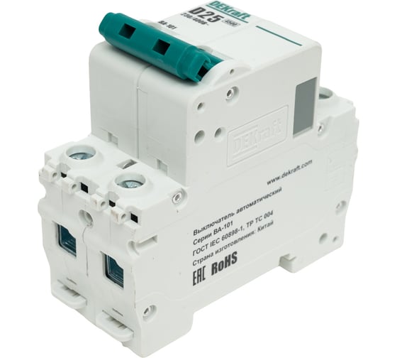 Изображение товара Автоматический выключатель Dekraft ВА101-2Р-025А-D 11116DEK