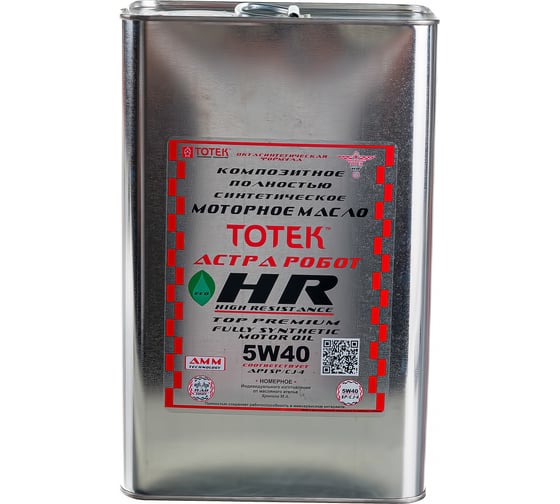 Изображение товара Синтетическое моторное масло 100% PAO  ТОТЕК Астра Робот HR SAE 5W40, 4 л HR540004