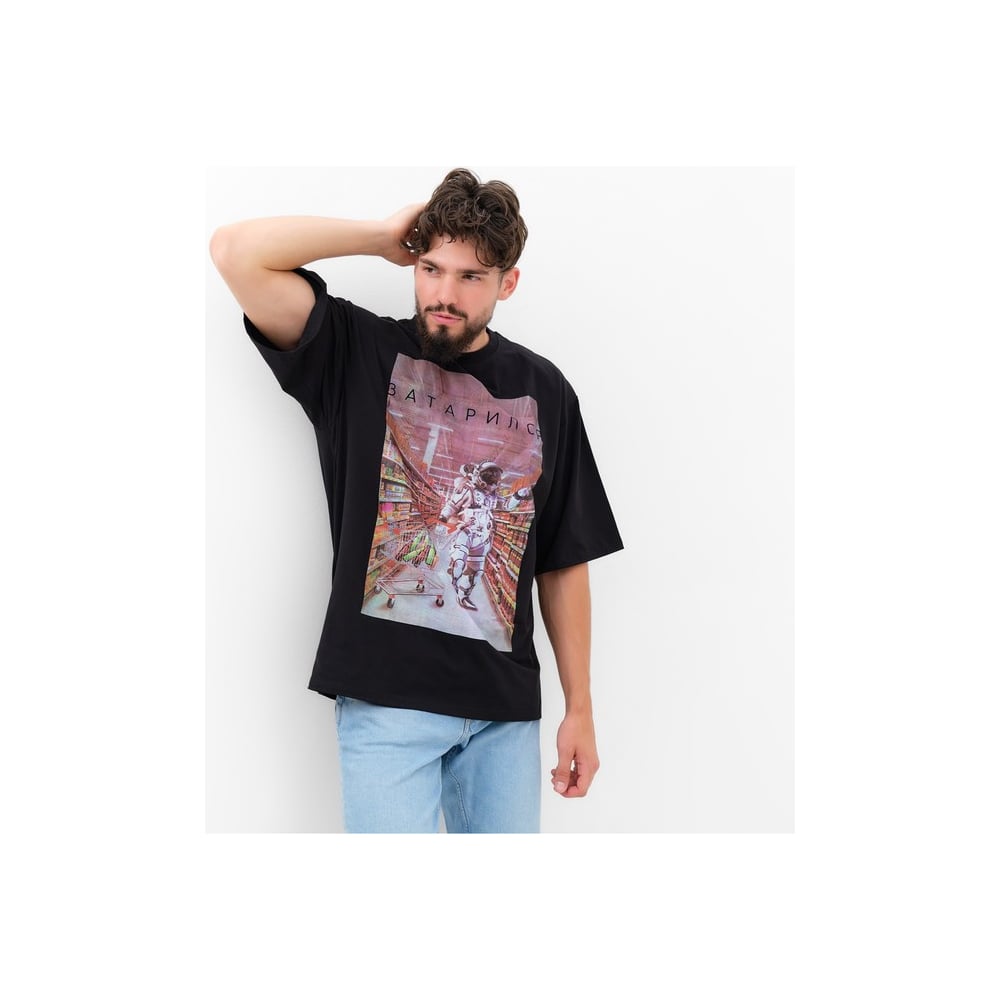 Изображение товара Мужская футболка KAFTAN Затарился черная размер 54 для повседневной носки