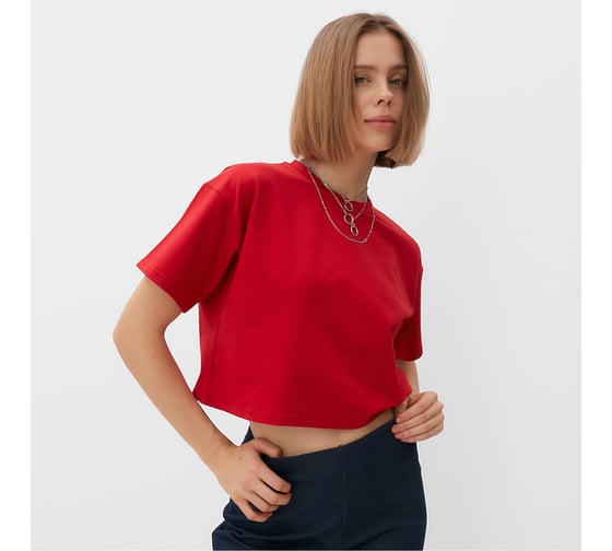 Изображение товара Футболка укороченная женская MINAKU цвет красный, размер 46 10362229