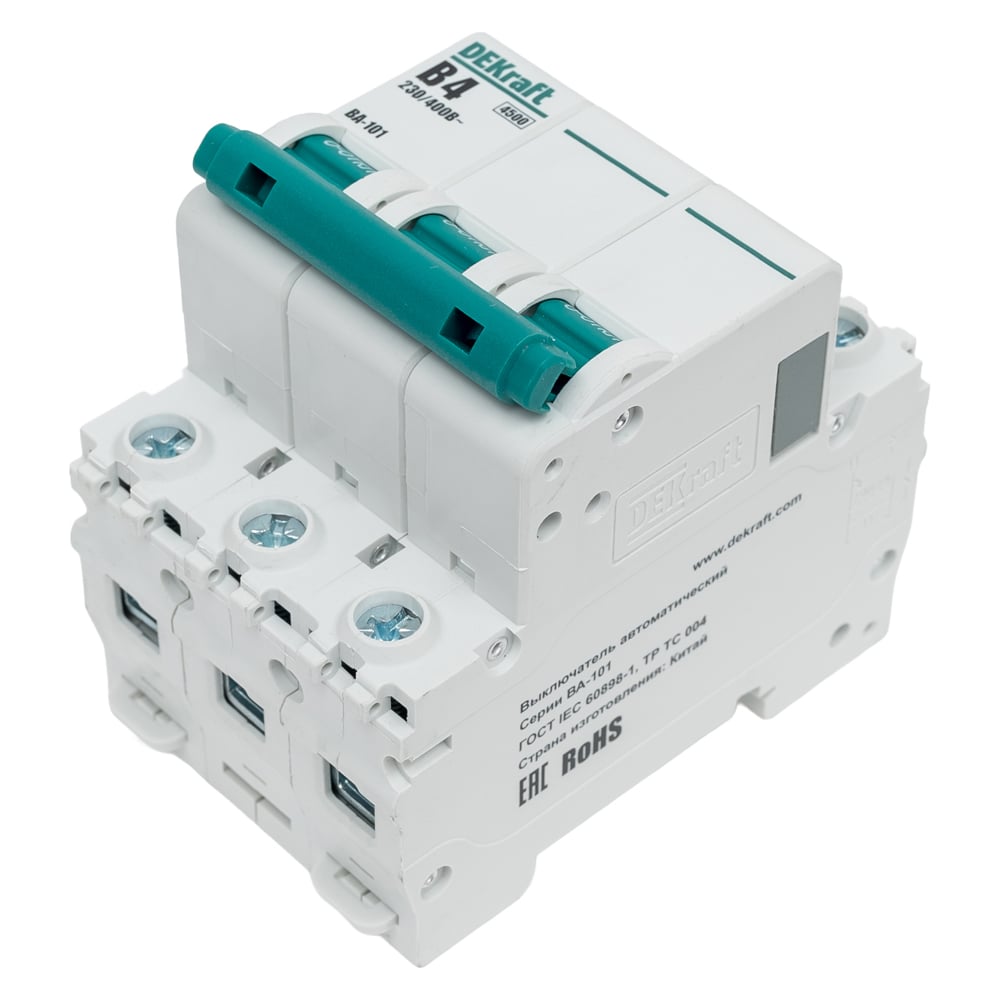 Изображение товара Автоматический выключатель Dekraft ВА101-3Р-004А-B модульный 4А IP20
