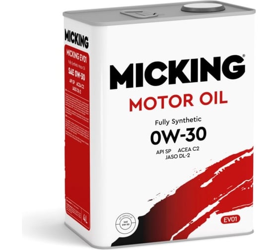 Изображение товара Моторное масло Micking Motor Oil EVO1 0W-30 синтетическое API SP ACEA C2 для бензиновых и дизельных двигателей 4 л M2123