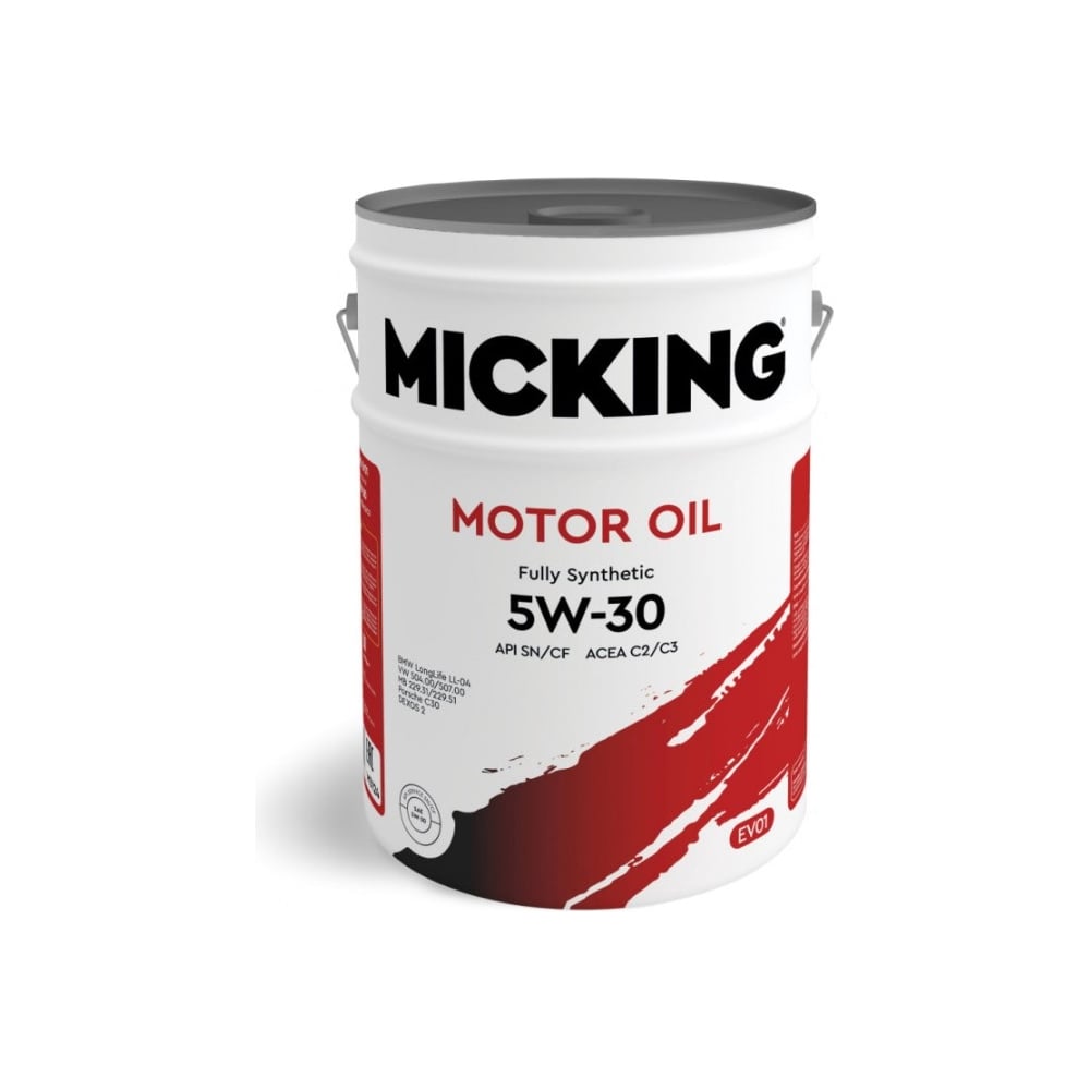 Изображение товара Моторное масло Micking Motor Oil EVO1 5W-30 синтетическое API SN/CF ACEA C2/C3 для бензиновых и дизельных двигателей 20л M3124 Изображение товара Моторное масло Micking Motor Oil EVO1 5W-30 синтетическое API SN/CF ACEA C2/C3 для бензиновых и дизельных двигателей 20л M3124
