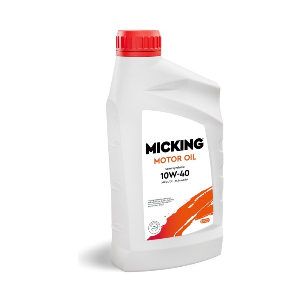 Изображение товара Моторное масло Micking Motor Oil EVO2 10W-40 полусинтетическое API SN/CF A3/B4 для бензиновых и дизельных двигателей 1л M2155