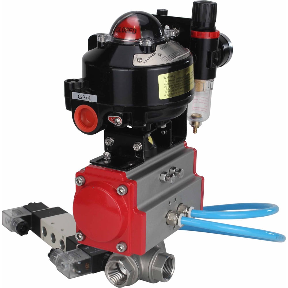 Изображение товара Шаровой кран DN.ru RP.SS316.200.MM Ду10 Ру63 с пневмоприводом