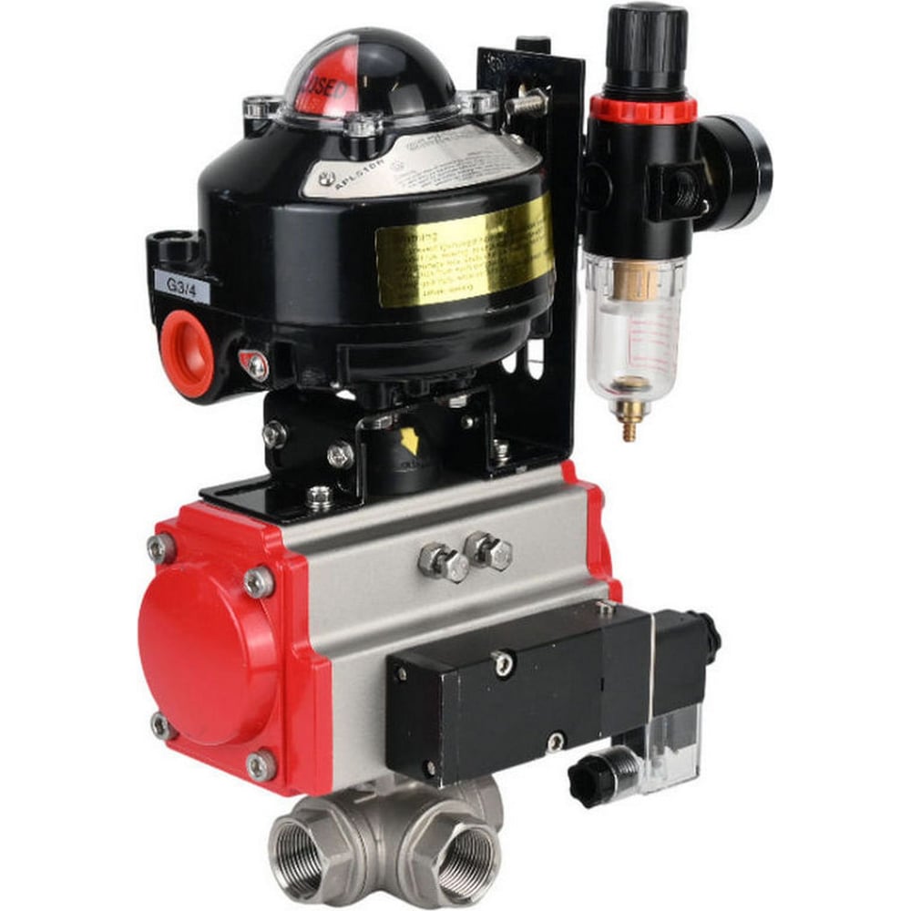 Изображение товара Шаровой кран DN.ru RP.SS316.200.MM Ду25 Ру63 с пневмоприводом