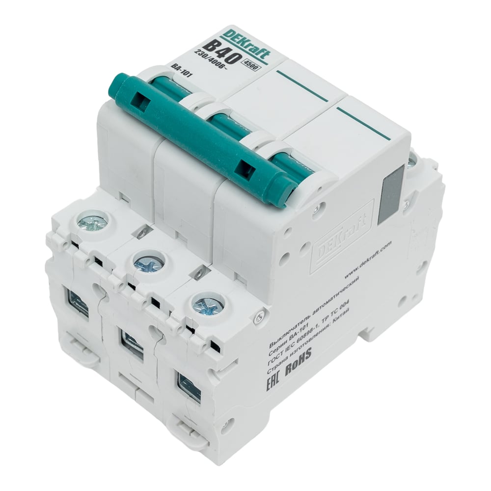 Изображение товара Автоматический выключатель Dekraft ВА101-3Р-040А-B для защиты сетей