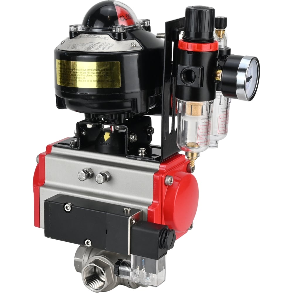 Изображение товара Шаровой кран DN.ru RP.SS316.200.MM L-тип Ду40 Ру63 нержавеющая сталь