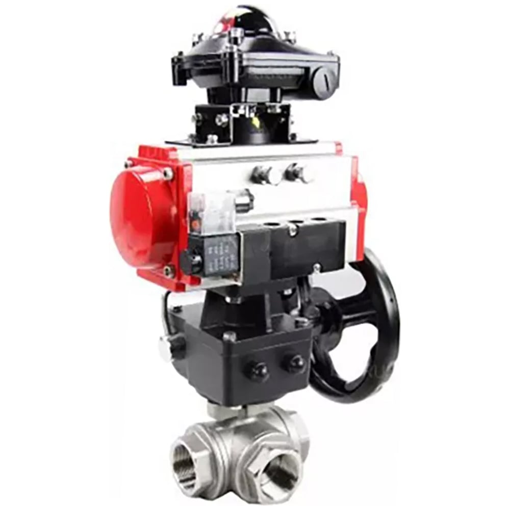 Изображение товара Шаровой кран DN.ru RP.SS316.200.MM L-тип Ду50 Ру63 нержавеющая сталь