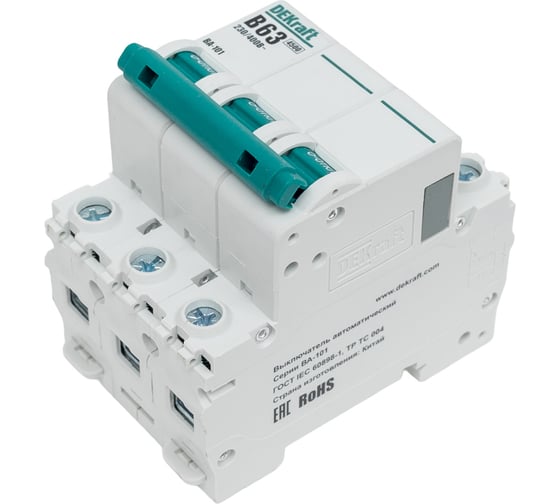 Изображение товара Автоматический выключатель Dekraft ВА101-3Р-063А-B 11036DEK