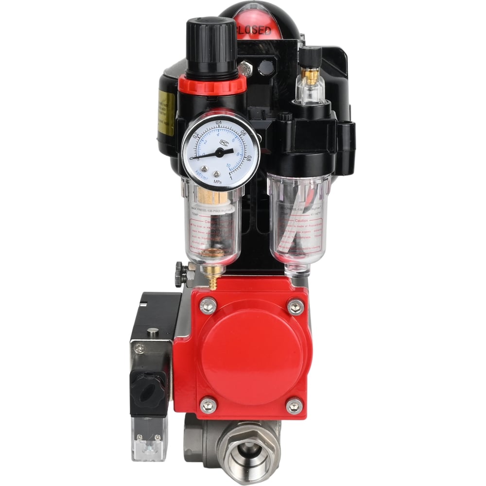 Изображение товара Шаровой кран DN.ru RP.SS316.200.MM Ду32 Ру63 пневмопривод разборный трехходовой