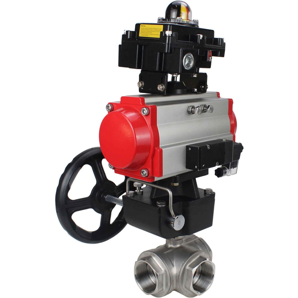 Изображение товара Кран DN.ru RP.SS316.200.MM.065 ISO L-тип Ду65 Ру40 пневмопривод,пневмораспр, дублёр, БКВ D160-19085