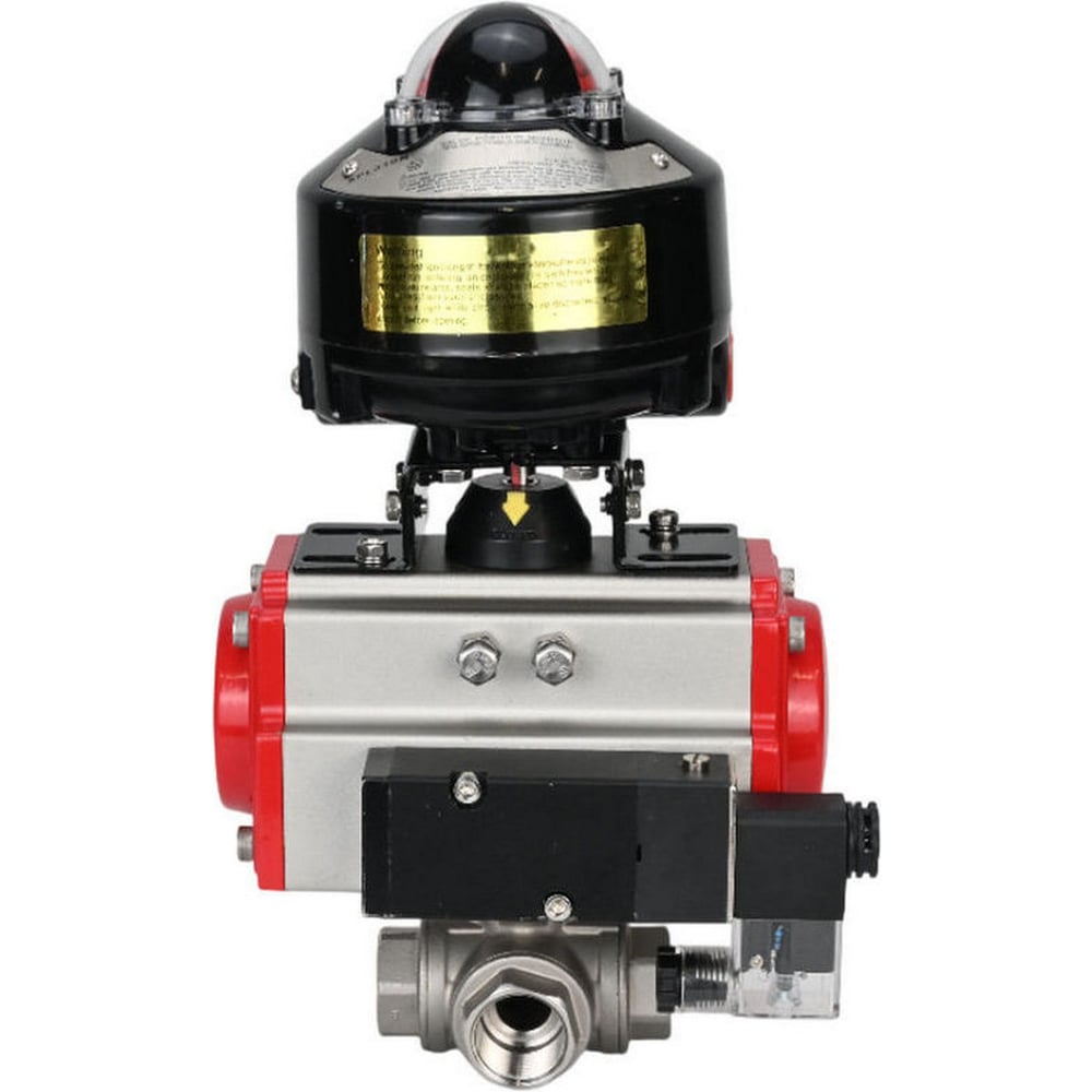 Изображение товара Шаровой кран DN.ru RP.SS316.200.MM L-тип Ду50 Ру63 пневмопривод трехходовой для воды и газа