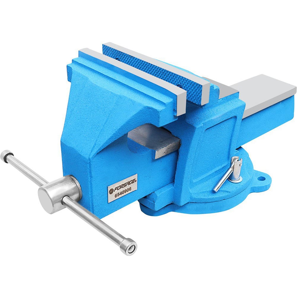 Изображение товара Стальные усиленные поворотные слесарные тиски Forsage 6" с наковальней
