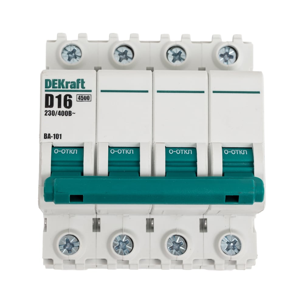Изображение товара Автоматический выключатель Dekraft ВА101-4Р-016А-D на DIN-рейку