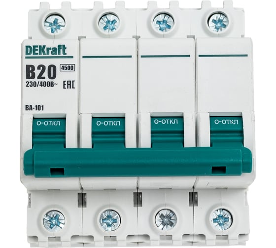 Изображение товара Автоматический выключатель Dekraft ВА101-4Р-020А-B 11043DEK