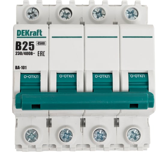 Изображение товара Автоматический выключатель Dekraft ВА101-4Р-025А-B 11044DEK